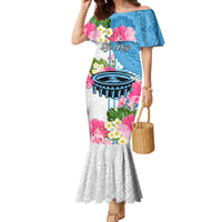 Personalized Fiji Day Mermaid Dress Tanoa Hibiscus Fijian Tapa Masi Pattern LT05 Women White - Polynesian Pride