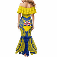Niue Constitution Day Mermaid Dress Coat Of Arms Niuean Hiapo Pattern LT05 - Polynesian Pride