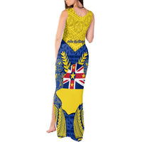 Niue Constitution Day Tank Maxi Dress Coat Of Arms Niuean Hiapo Pattern LT05 - Polynesian Pride