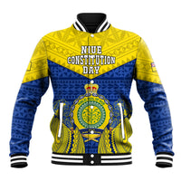 Personalized Niue Constitution Day Baseball Jacket Coat Of Arms Niuean Hiapo Pattern LT05 Unisex Yellow - Polynesian Pride