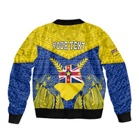 Personalized Niue Constitution Day Bomber Jacket Coat Of Arms Niuean Hiapo Pattern LT05 - Polynesian Pride