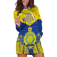 Personalized Niue Constitution Day Hoodie Dress Coat Of Arms Niuean Hiapo Pattern LT05 Yellow - Polynesian Pride