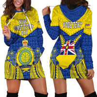 Personalized Niue Constitution Day Hoodie Dress Coat Of Arms Niuean Hiapo Pattern LT05 - Polynesian Pride