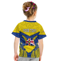 Personalized Niue Constitution Day Kid T Shirt Coat Of Arms Niuean Hiapo Pattern LT05 - Polynesian Pride