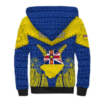 Personalized Niue Constitution Day Sherpa Hoodie Coat Of Arms Niuean Hiapo Pattern LT05 - Polynesian Pride