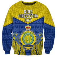 Personalized Niue Constitution Day Sweatshirt Coat Of Arms Niuean Hiapo Pattern LT05 Unisex Yellow - Polynesian Pride