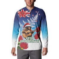 New Zealand Kiwi Christmas Button Sweatshirt Xmas Vibe LT05 - Polynesian Pride