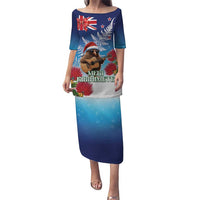 New Zealand Kiwi Christmas Puletasi Xmas Vibe LT05 Long Dress Blue - Polynesian Pride