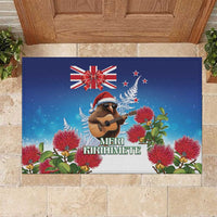 New Zealand Kiwi Christmas Rubber Doormat Xmas Vibe LT05 Blue - Polynesian Pride