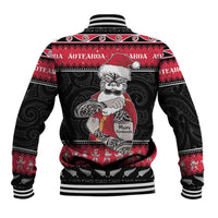 New Zealand Santa Tiki Christmas Baseball Jacket Meri Kirihimete LT05 - Polynesian Pride