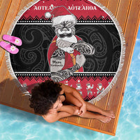 New Zealand Santa Tiki Christmas Beach Blanket Meri Kirihimete LT05 - Polynesian Pride