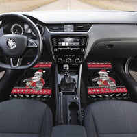 New Zealand Santa Tiki Christmas Car Mats Meri Kirihimete LT05 Set 2pcs - Front Black - Polynesian Pride