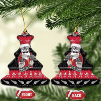 New Zealand Santa Tiki Christmas Ceramic Ornament Meri Kirihimete LT05 Christmas Tree Black - Polynesian Pride