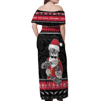 New Zealand Santa Tiki Christmas Off Shoulder Maxi Dress Meri Kirihimete