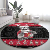New Zealand Santa Tiki Christmas Round Carpet Meri Kirihimete