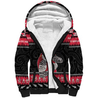 New Zealand Santa Tiki Christmas Sherpa Hoodie Meri Kirihimete