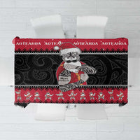 New Zealand Santa Tiki Christmas Tablecloth Meri Kirihimete LT05 Black - Polynesian Pride