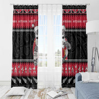 New Zealand Santa Tiki Christmas Window Curtain Meri Kirihimete LT05 - Polynesian Pride