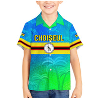 Personalised Solomon Islands Choiseul Province Day Family Matching Mermaid Dress and Hawaiian Shirt Sea Turtle Tribal Pattern LT05 Son's Shirt Blue - Polynesian Pride