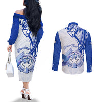 Personalised Northern Mariana Islands Commonwealth Day Couples Matching Off The Shoulder Long Sleeve Dress and Long Sleeve Button Shirt Simple Style LT05 - Polynesian Pride