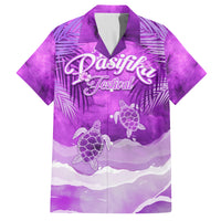 Personalised Pasifika Festival Family Matching Off Shoulder Maxi Dress and Hawaiian Shirt Violet Tropical Turtle LT05 Dad's Shirt - Short Sleeve Violet - Polynesian Pride