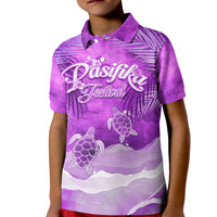 Personalised Pasifika Festival Kid Polo Shirt Violet Tropical Turtle LT05 Kid Violet - Polynesian Pride