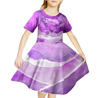 Personalised Pasifika Festival Kid Short Sleeve Dress Violet Tropical Turtle LT05 - Polynesian Pride