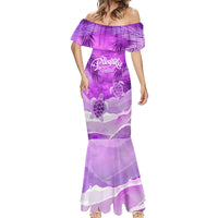 Personalised Pasifika Festival Mermaid Dress Violet Tropical Turtle LT05 - Polynesian Pride