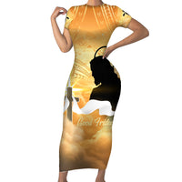 Happy Good Friday Short Sleeve Bodycon Dress God Will Bless You LT05 Long Dress Gold - Polynesian Pride