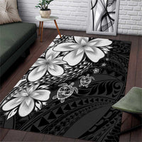 Polynesia Romantic Valentine Area Rug Sea Turtle Couple With Black Plumeria LT05 Black - Polynesian Pride