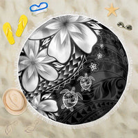 Polynesia Romantic Valentine Beach Blanket Sea Turtle Couple With Black Plumeria LT05 One Size 150cm Black - Polynesian Pride