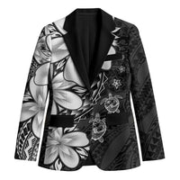 Polynesia Romantic Valentine Blazer Sea Turtle Couple With Black Plumeria LT05 Unisex Black - Polynesian Pride