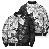 Polynesia Romantic Valentine Bomber Puffer Jacket Sea Turtle Couple With Black Plumeria LT05 - Polynesian Pride