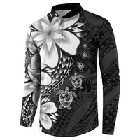 Polynesia Romantic Valentine Button Sweatshirt Sea Turtle Couple With Black Plumeria LT05 - Polynesian Pride