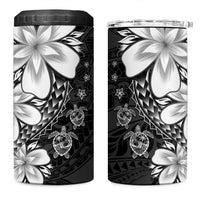 Polynesia Romantic Valentine 4 in 1 Can Cooler Tumbler Sea Turtle Couple With Black Plumeria LT05 One Size: 16 oz Black - Polynesian Pride