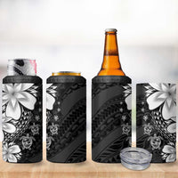 Polynesia Romantic Valentine 4 in 1 Can Cooler Tumbler Sea Turtle Couple With Black Plumeria LT05 - Polynesian Pride