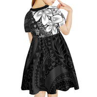 Polynesia Romantic Valentine Kid Short Sleeve Dress Sea Turtle Couple With Black Plumeria LT05 - Polynesian Pride