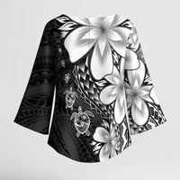 Polynesia Romantic Valentine Kimono Sleeve Blouse Sea Turtle Couple With Black Plumeria LT05 - Polynesian Pride
