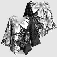 Polynesia Romantic Valentine Kimono Sleeve Blouse Sea Turtle Couple With Black Plumeria LT05 - Polynesian Pride