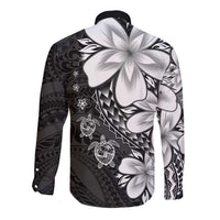 Polynesia Romantic Valentine Long Sleeve Button Shirt Sea Turtle Couple With Black Plumeria LT05 - Polynesian Pride