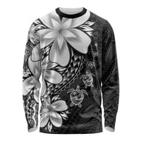 Polynesia Romantic Valentine Long Sleeve Shirt Sea Turtle Couple With Black Plumeria LT05 Unisex Black - Polynesian Pride