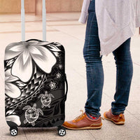 Polynesia Romantic Valentine Luggage Cover Sea Turtle Couple With Black Plumeria LT05 Black - Polynesian Pride