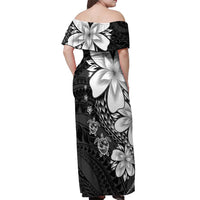 Polynesia Romantic Valentine Off Shoulder Maxi Dress Sea Turtle Couple With Black Plumeria LT05 - Polynesian Pride