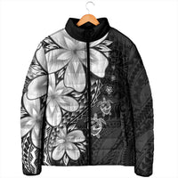 Polynesia Romantic Valentine Padded Jacket Sea Turtle Couple With Black Plumeria LT05 - Polynesian Pride