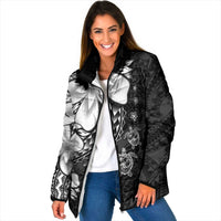 Polynesia Romantic Valentine Padded Jacket Sea Turtle Couple With Black Plumeria LT05 Women Black - Polynesian Pride