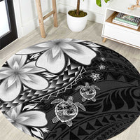 Polynesia Romantic Valentine Round Carpet Sea Turtle Couple With Black Plumeria LT05 Black - Polynesian Pride