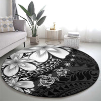 Polynesia Romantic Valentine Round Carpet Sea Turtle Couple With Black Plumeria LT05 - Polynesian Pride