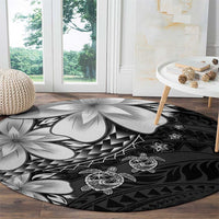 Polynesia Romantic Valentine Round Carpet Sea Turtle Couple With Black Plumeria LT05 - Polynesian Pride