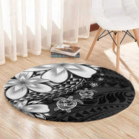 Polynesia Romantic Valentine Round Carpet Sea Turtle Couple With Black Plumeria LT05 - Polynesian Pride