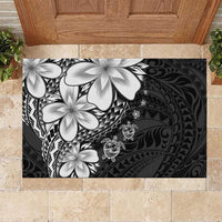 Polynesia Romantic Valentine Rubber Doormat Sea Turtle Couple With Black Plumeria LT05 Black - Polynesian Pride